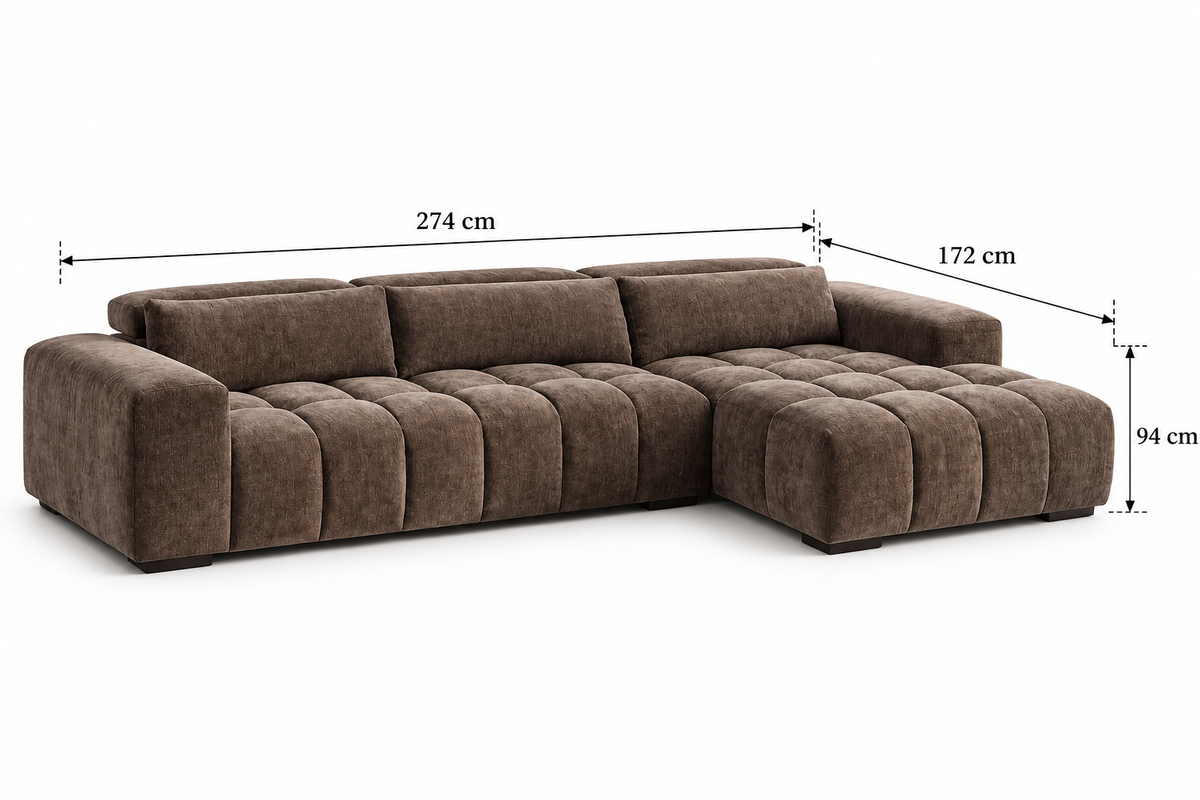 Canapé d’Angle Gauche Taupe avec Têtières Réglables – Nube Lenza