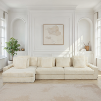 Canapé d’Angle Réversible Beige en Velours Côtelé – Vellia Vito