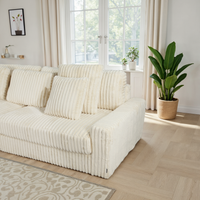 Canapé d’Angle Réversible Beige en Velours Côtelé – Vellia Vito