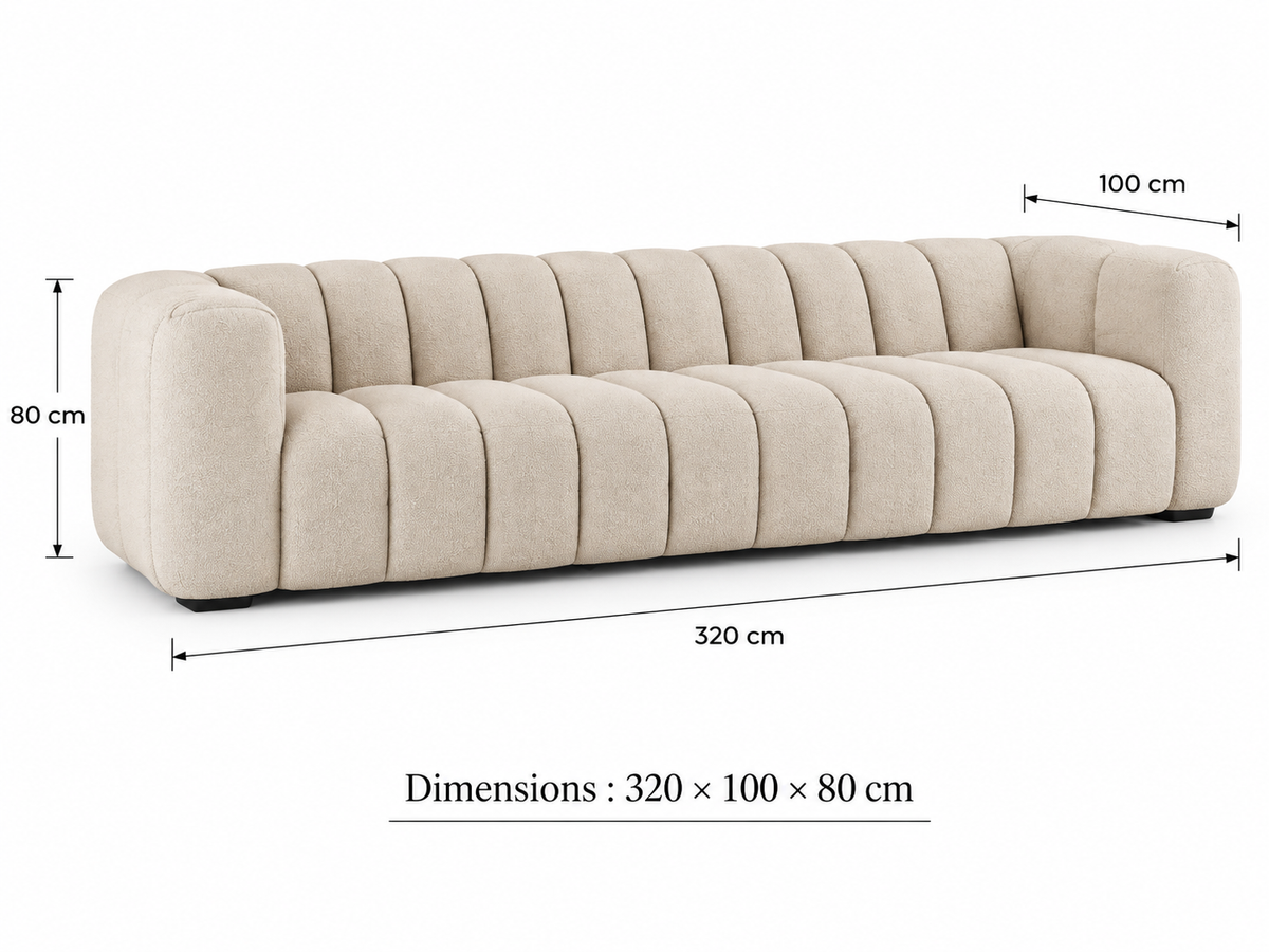 Canapé Nuage 6/7 Places Capitonné Beige Sable – Nube Orsen