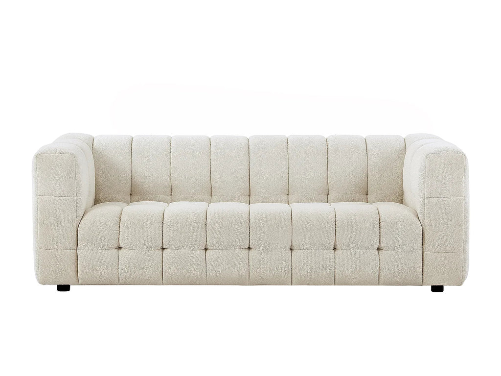 Canapé 3 Places en Tissu Bouclette Ivoire – Nube Elian