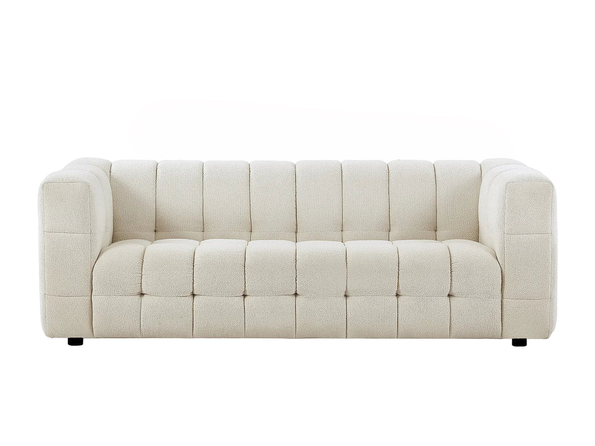 Canapé 3 Places en Tissu Bouclette Ivoire – Nube Elian