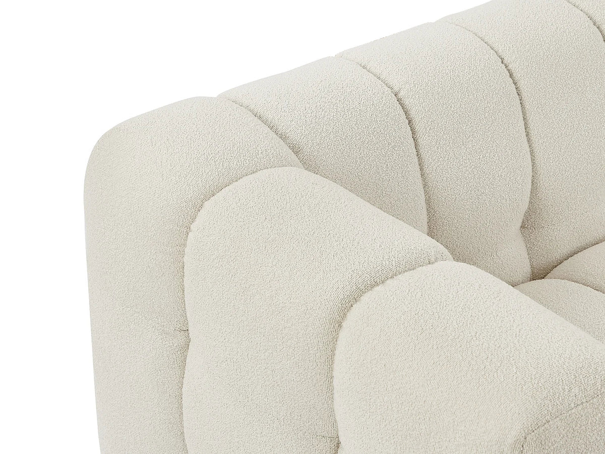Canapé 3 Places en Tissu Bouclette Ivoire – Nube Elian