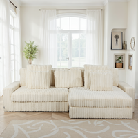 Canapé d’Angle Réversible Beige en Velours Côtelé – Vellia Vito