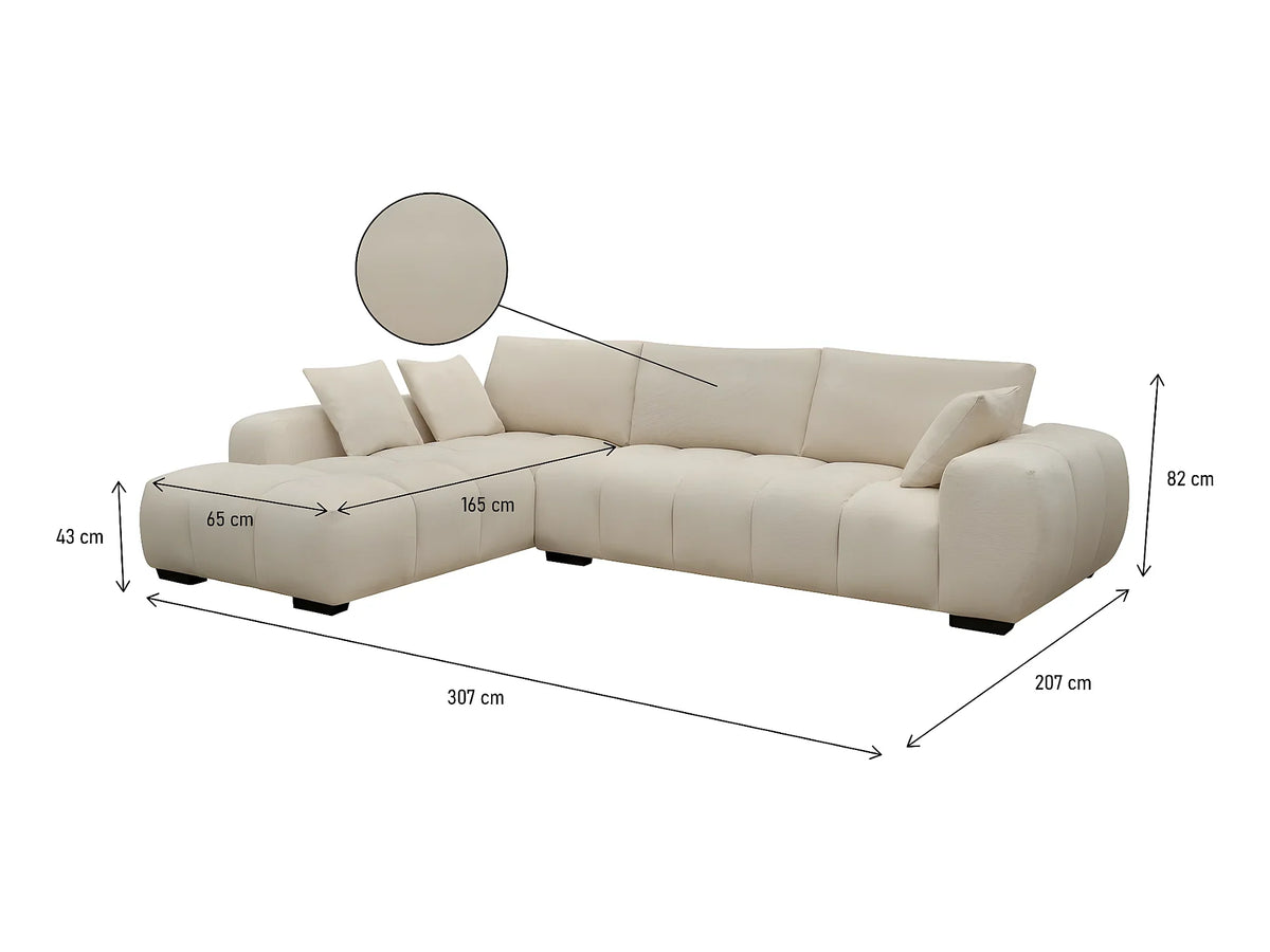 Canapé d’Angle Gauche Beige 4/5 Places – Nube Milano