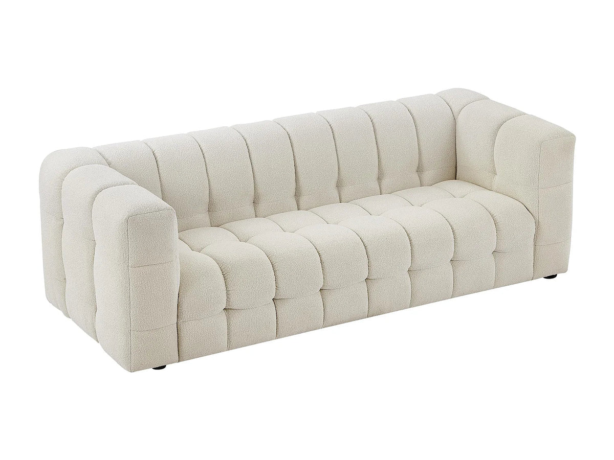 Canapé 3 Places en Tissu Bouclette Ivoire – Nube Elian