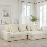 Canapé d’Angle Réversible Beige en Velours Côtelé – Vellia Vito