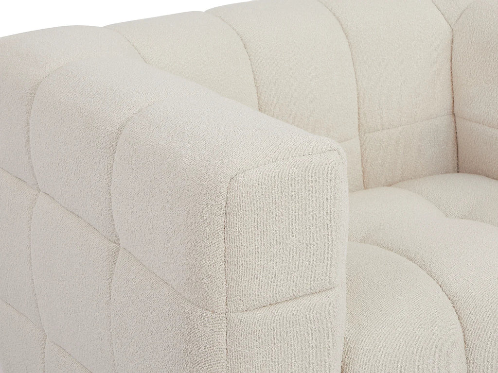 Fauteuil Carré en Tissu Bouclette Ivoire – Nube Oria