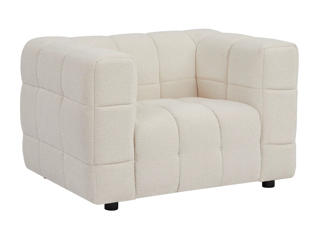 Fauteuil Carré en Tissu Bouclette Ivoire – Nube Oria