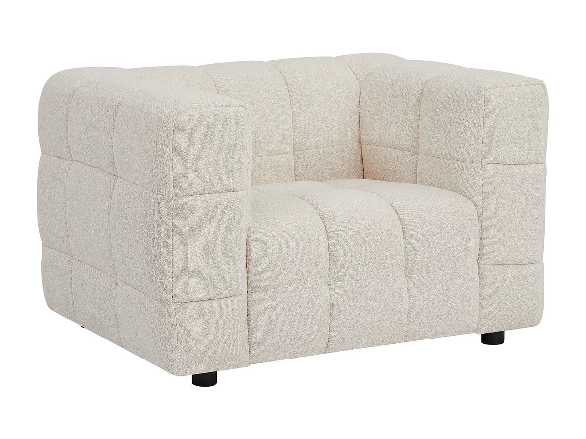 Fauteuil Carré en Tissu Bouclette Ivoire – Nube Oria