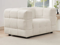 Fauteuil Carré en Tissu Bouclette Ivoire – Nube Oria