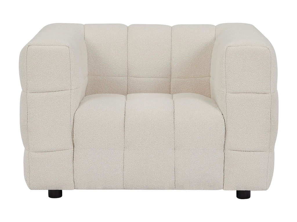 Fauteuil Carré en Tissu Bouclette Ivoire – Nube Oria