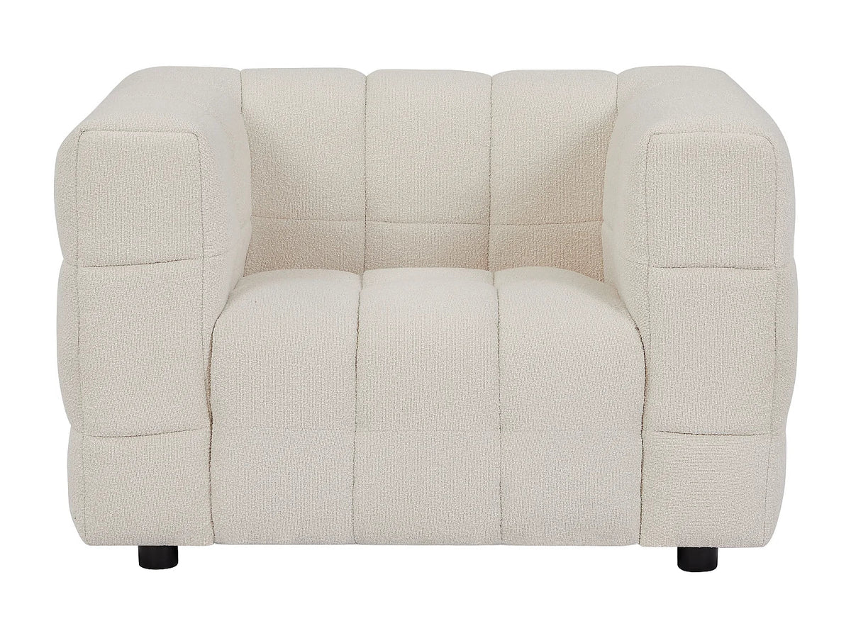Fauteuil Carré en Tissu Bouclette Ivoire – Nube Oria