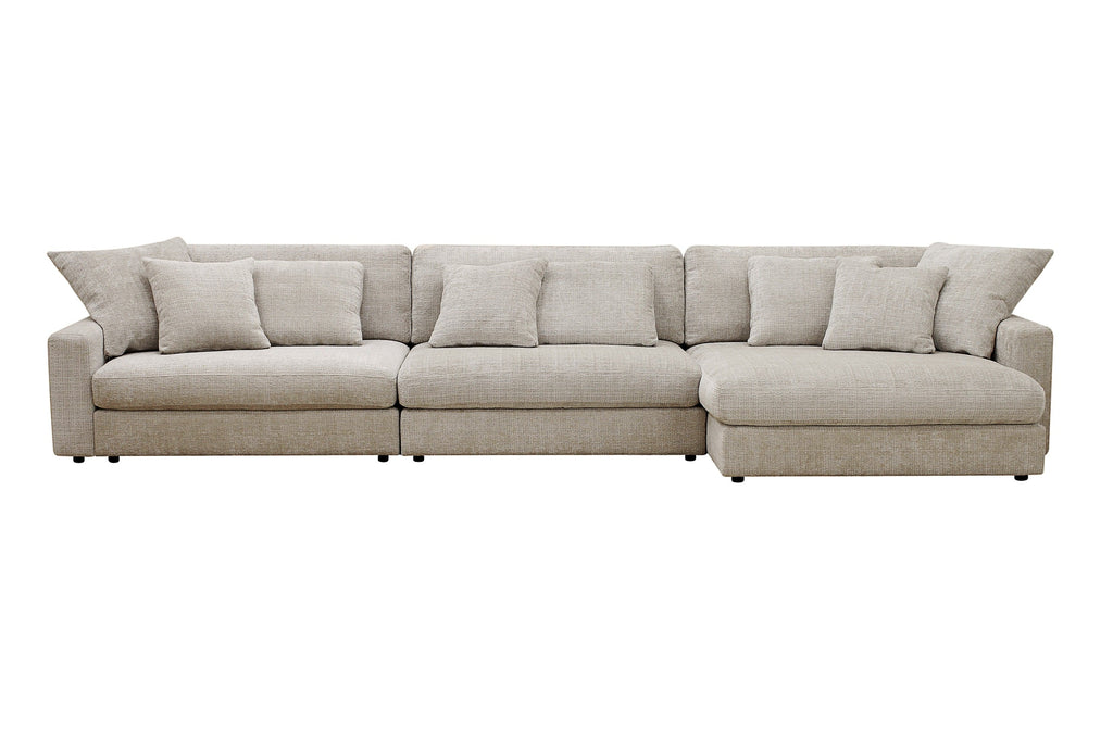 Canapé d’Angle Réversible Beige en Velours Côtelé – Vellia Vito