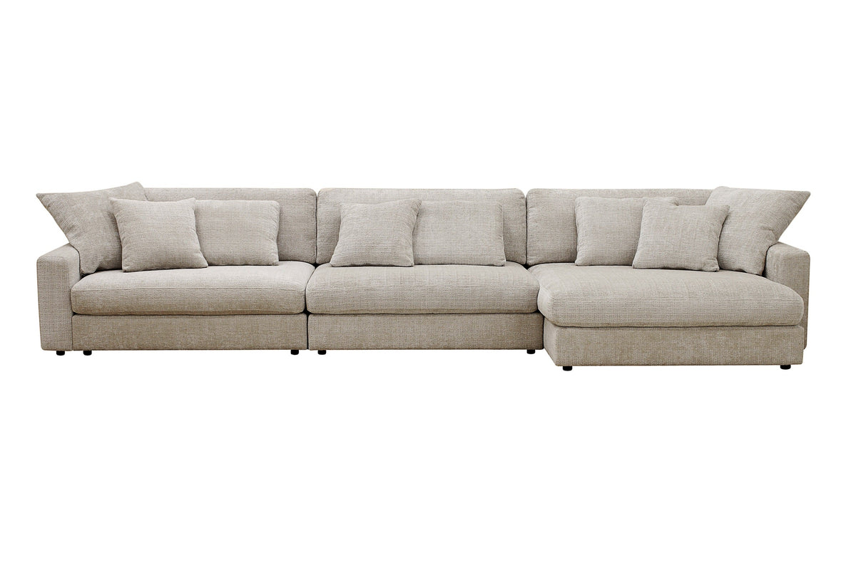 Canapé d’Angle Réversible Beige en Velours Côtelé – Vellia Vito