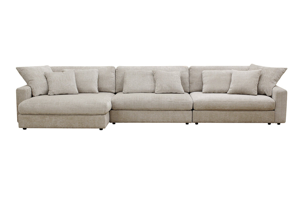 Canapé d’Angle Réversible Beige en Velours Côtelé – Vellia Vito