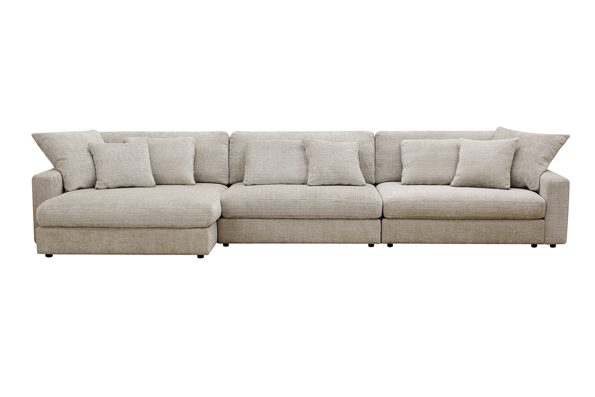 Canapé d’Angle Réversible Beige en Velours Côtelé – Vellia Vito