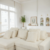 Canapé d’Angle Réversible Beige en Velours Côtelé – Vellia Vito