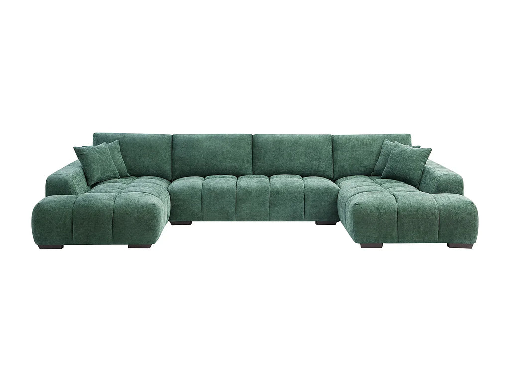 Canapé Panoramique Vert en Tissu Texturé – Nube Sylven