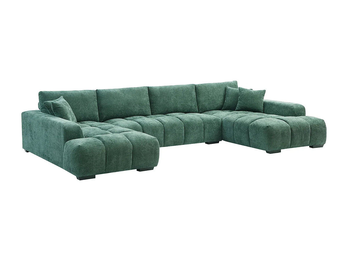 Canapé Panoramique Vert en Tissu Texturé – Nube Sylven