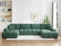 Canapé Panoramique Vert en Tissu Texturé – Nube Sylven