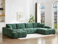 Canapé Panoramique Vert en Tissu Texturé – Nube Sylven