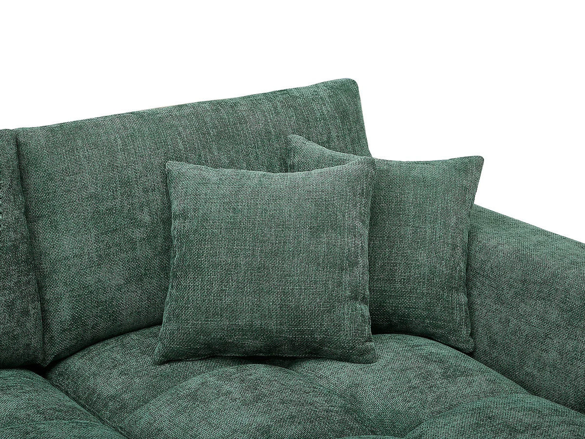 Canapé Panoramique Vert en Tissu Texturé – Nube Sylven
