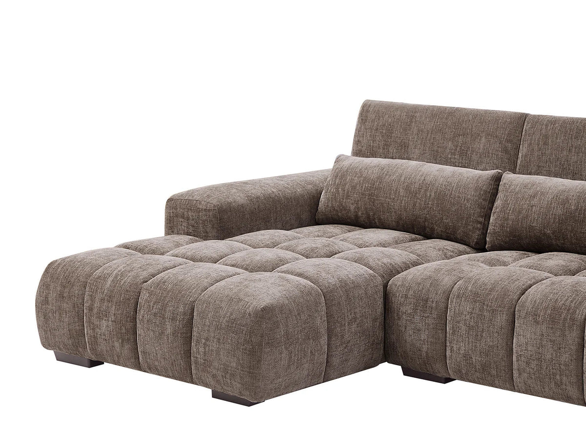 Canapé d’Angle Gauche Taupe avec Têtières Réglables – Nube Lenza