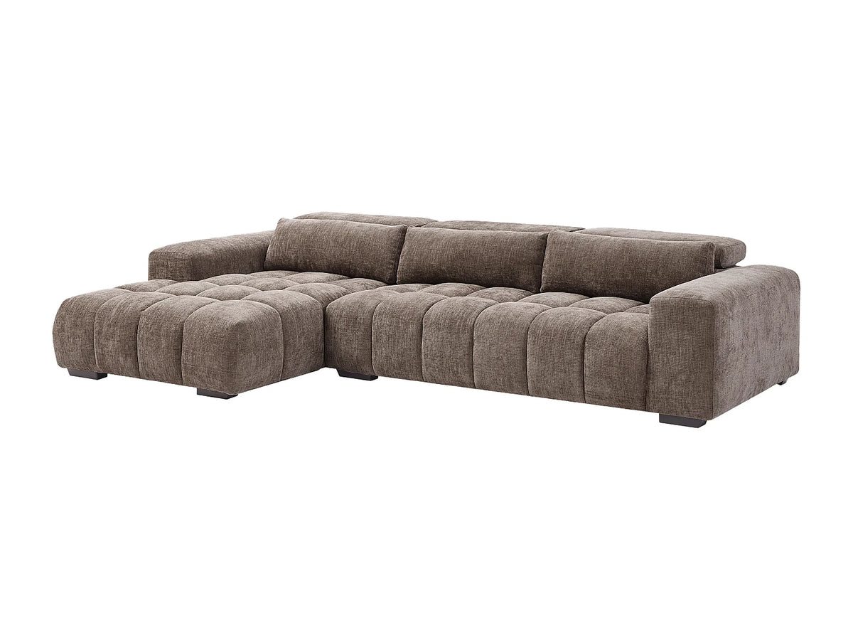 Canapé d’Angle Gauche Taupe avec Têtières Réglables – Nube Lenza