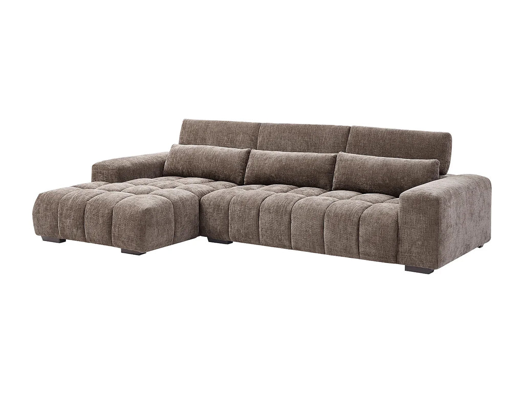Canapé d’Angle Gauche Taupe avec Têtières Réglables – Nube Lenza
