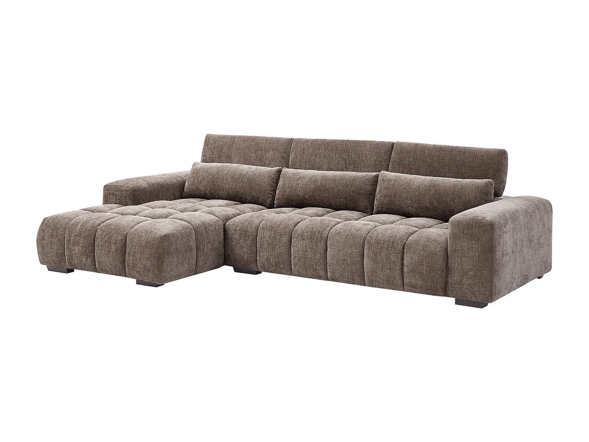 Canapé d’Angle Gauche Taupe avec Têtières Réglables – Nube Lenza