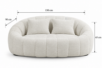 Canapé Nuage 2 Places Arrondi Beige en Tissu Chenille – Nube Cala