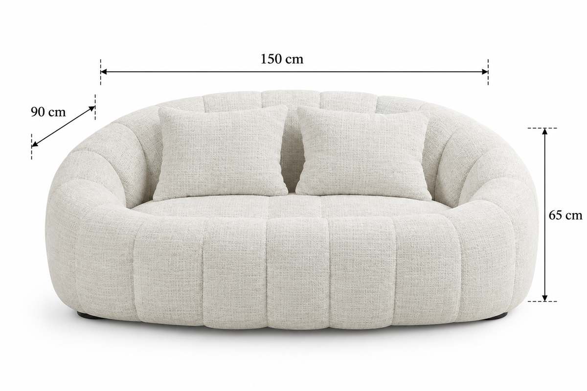 Canapé Nuage 2 Places Arrondi Beige en Tissu Chenille – Nube Cala