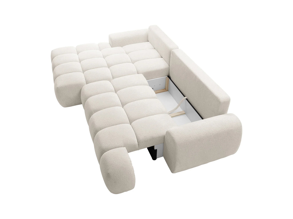 Canapé d’Angle Gauche Convertible Beige avec Rangement – Nube Eren