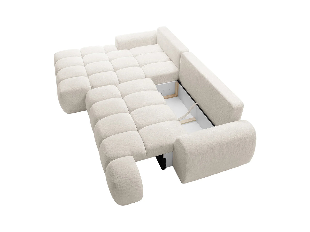 Canapé d’Angle Gauche Convertible Beige avec Rangement – Nube Eren