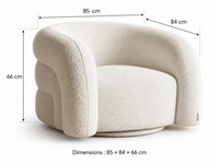 Fauteuil Pivotant en Tissu Bouclette Blanc Ivoire – Vellia Lior