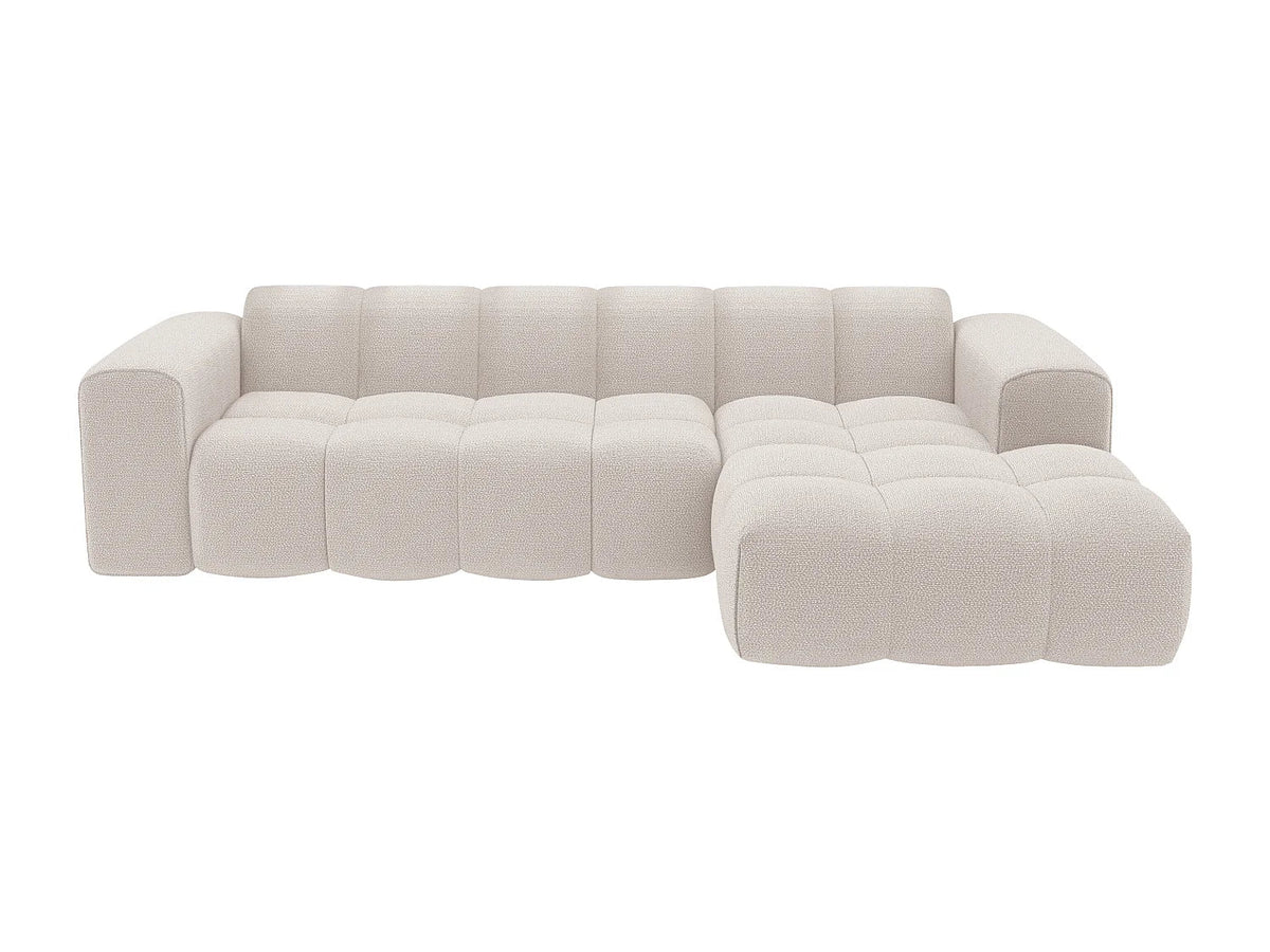 Canapé Nuage d’Angle Droit Beige en Tissu Chenille – Nube Calen