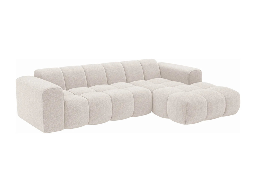 Canapé Nuage d’Angle Droit Beige en Tissu Chenille – Nube Calen