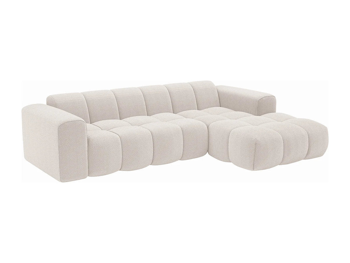 Canapé Nuage d’Angle Droit Beige en Tissu Chenille – Nube Calen