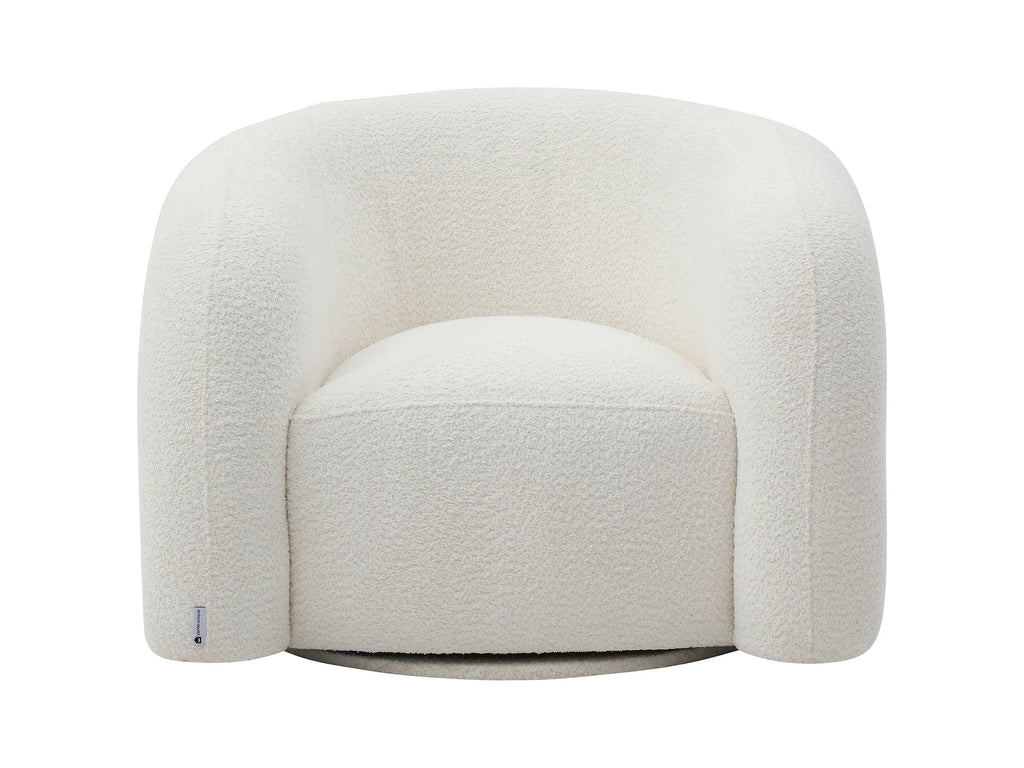 Fauteuil Pivotant en Tissu Bouclette Blanc Ivoire – Vellia Lior