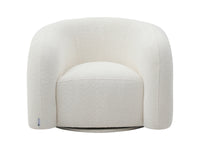 Fauteuil Pivotant en Tissu Bouclette Blanc Ivoire – Vellia Lior