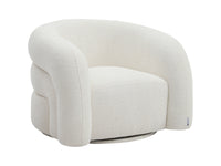 Fauteuil Pivotant en Tissu Bouclette Blanc Ivoire – Vellia Lior