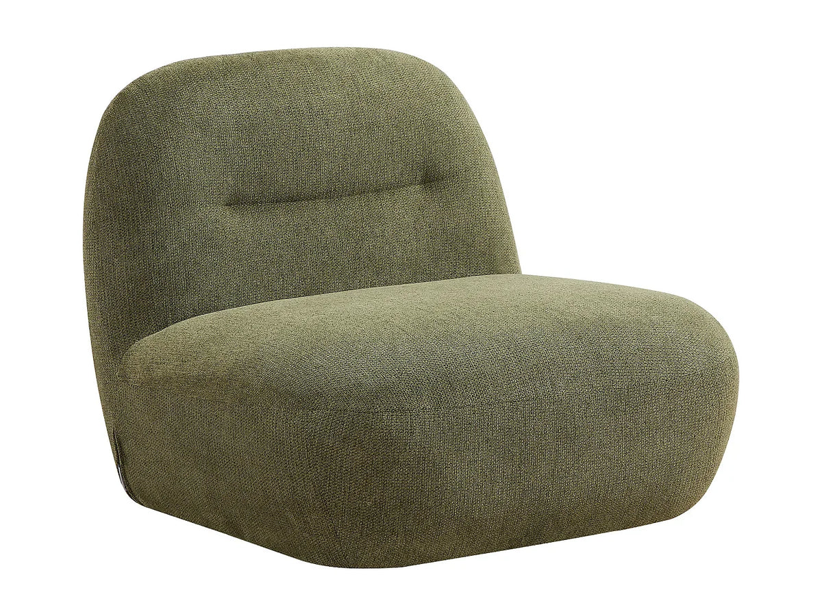 Fauteuil Pivotant Vert Kaki en Tissu Texturé – Mollie Varen