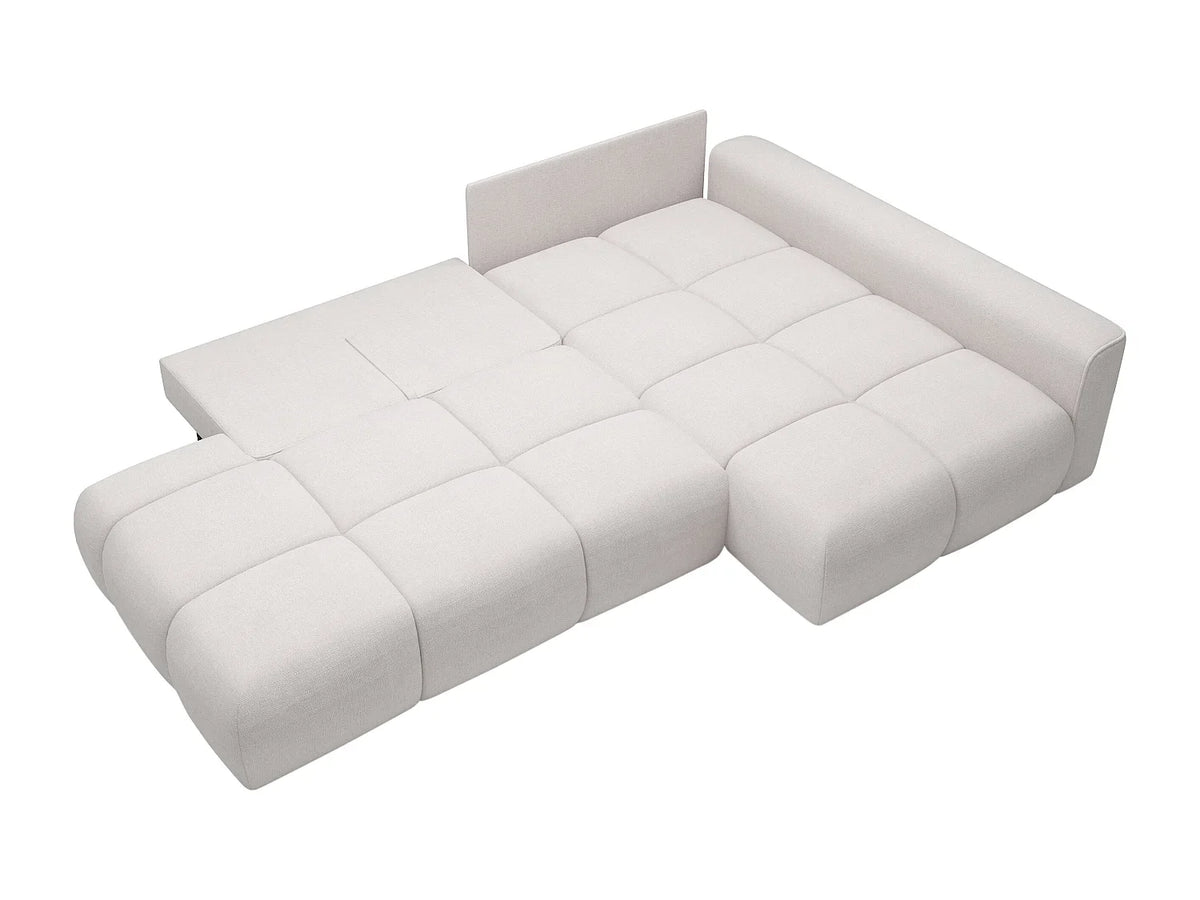 Canapé d’Angle Droit Convertible Beige avec Méridienne – Nube Auren