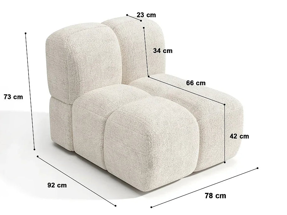 Fauteuil Crème en Tissu Texturé Style Japandi – Nube Néro