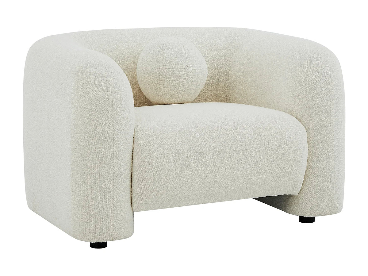 Fauteuil Bouclette Blanc Ivoire au Design Arrondi – Vellia Orven