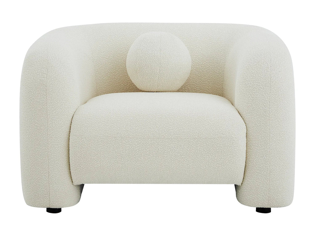 Fauteuil Bouclette Blanc Ivoire au Design Arrondi – Vellia Orven