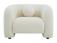 Fauteuil Bouclette Blanc Ivoire au Design Arrondi – Vellia Orven