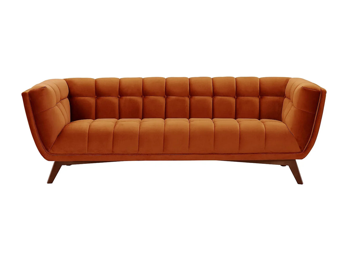 Canapé 3 Places en Velours Terracotta Style Vintage – Mollie Minoa