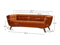 Canapé 3 Places en Velours Terracotta Style Vintage – Mollie Minoa